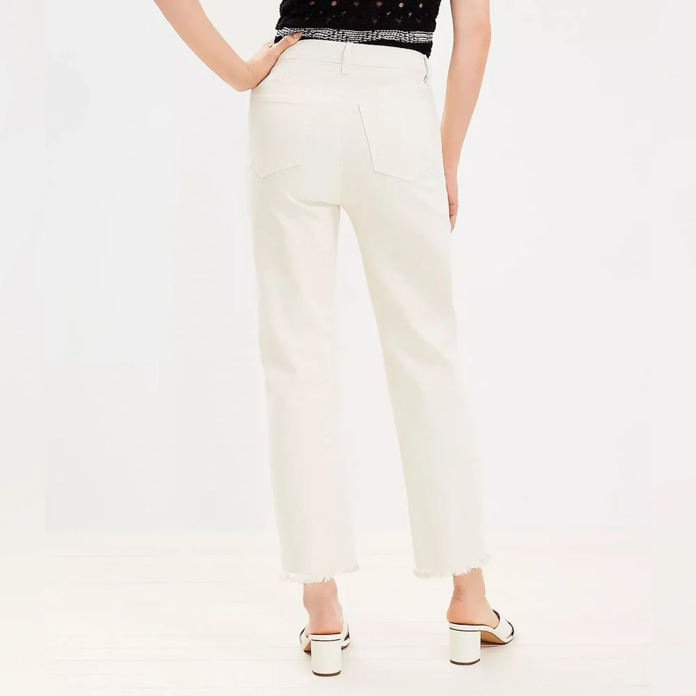 Loft High Rise Relaxed Straight Jeans with Raw Hem in Popcorn - 28x29 - Picture 2 of 12